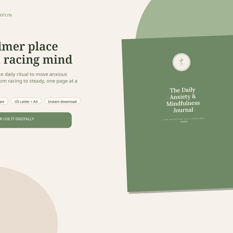 The Daily Anxiety and Mindfulness Journal product cover