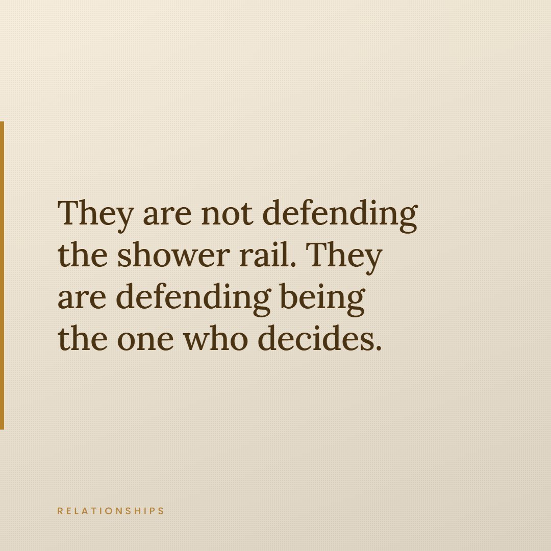 A quote card about a parent defending the right to decide rather than the object being offered.